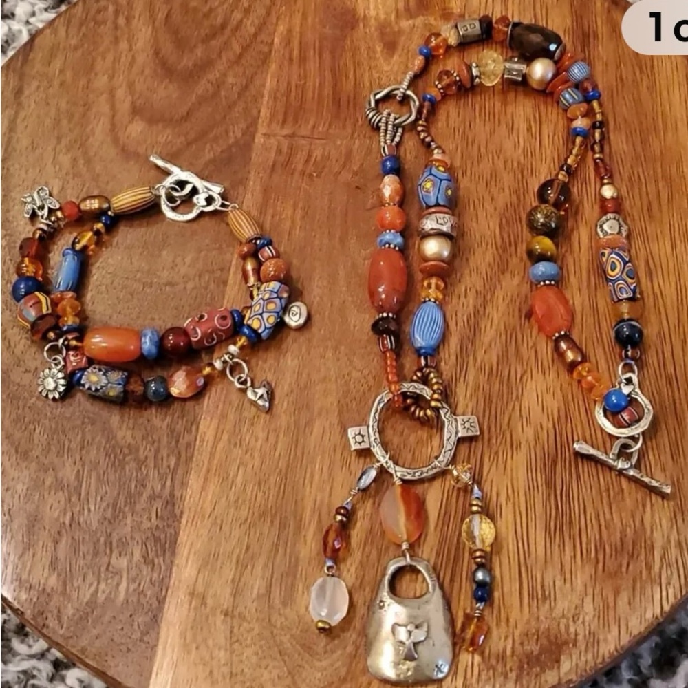 Jes Maharry Handcrafted Beaded Necklace and Bracelet Set